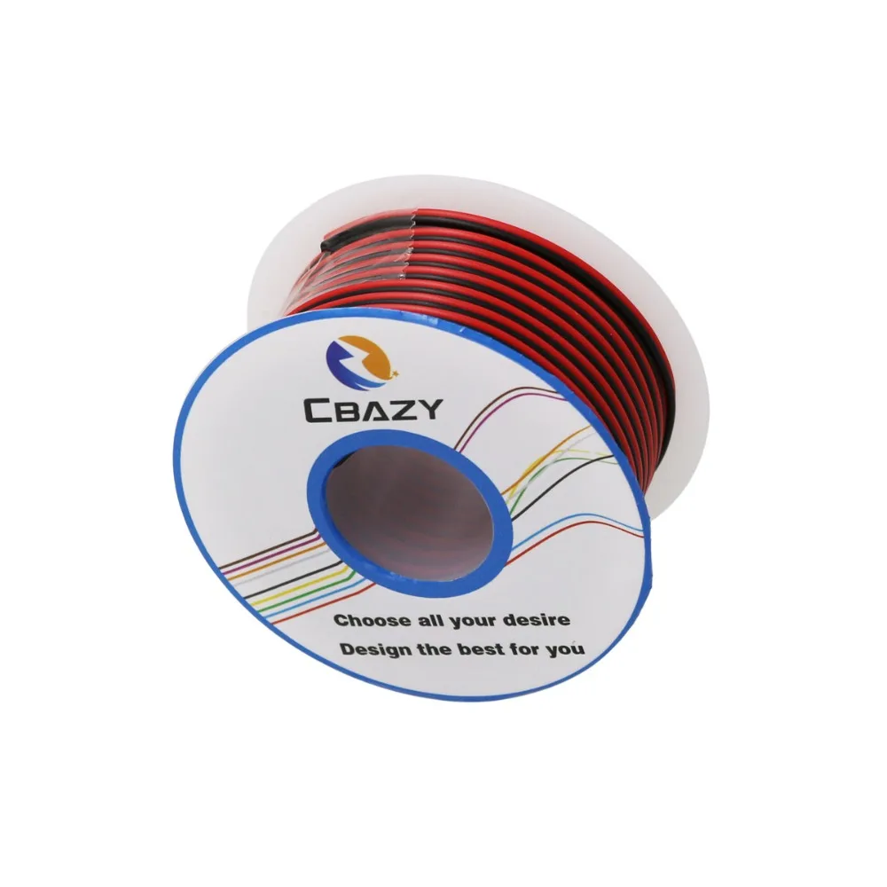 CBAZY 22AWG 2 контактный жесткий провод красный и черный 22ga кабель удлинитель