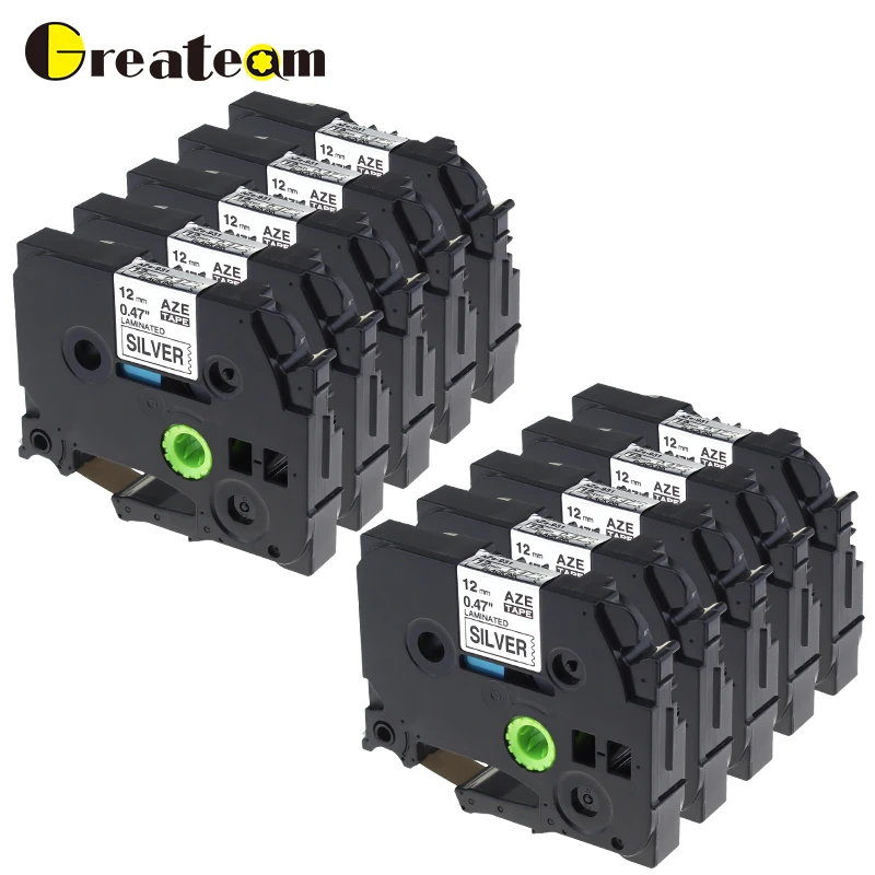 Greateam 10 шт./лот TZe 931 Совместимость Brother P Touch TZ931 TZe931 черный на Silver Label лента для PT 9700