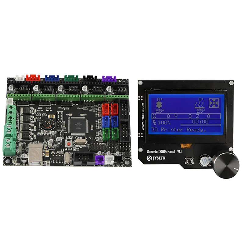 Комплект материнской платы для 3d принтера Mks Gen L+ 12864 Rgb V1.1 ЖК-дисплей для ЧПУ Ramps Cheetah F6 Vs Mini12864
