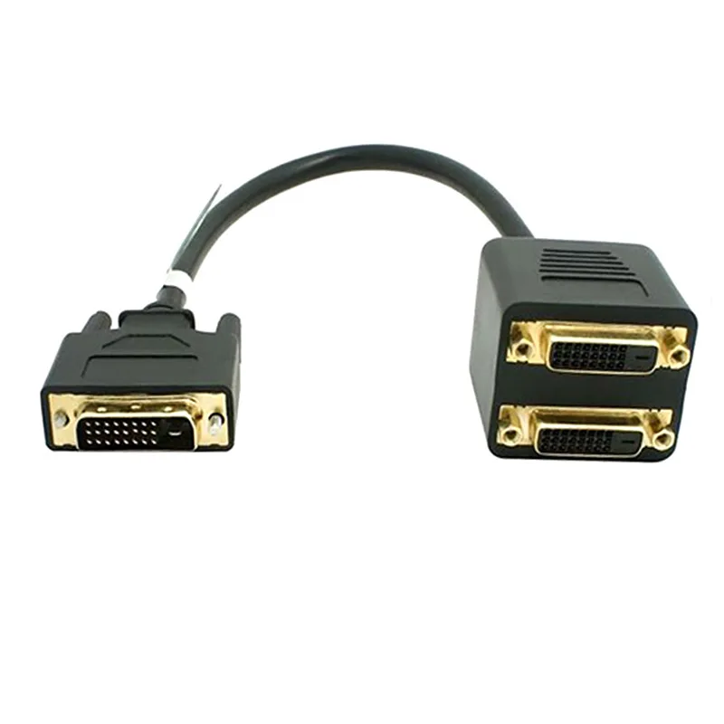 Adaptor DVI D Male to Dual 2 DVI I Female Video Y Splitter Cable