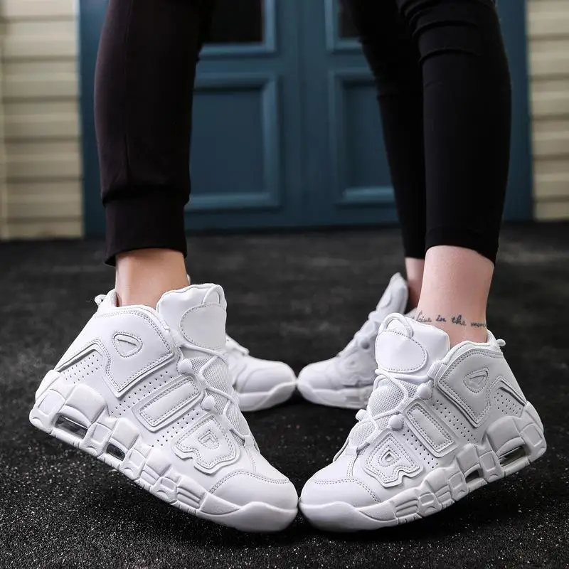 New Arrival Basketball Shoes Men Women Original Air More Uptempo Breathable All Professional Star Shockproof Sneakers - Цвет: Белый