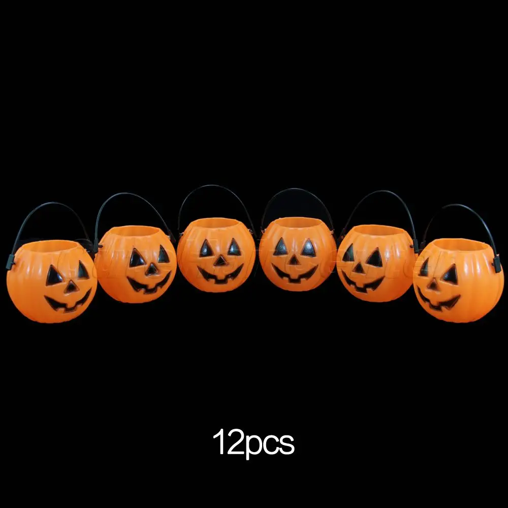 wholesale 12pcs halloween bar decoration vintage pumpkin jack o lantern light goodie bucke party supplies
