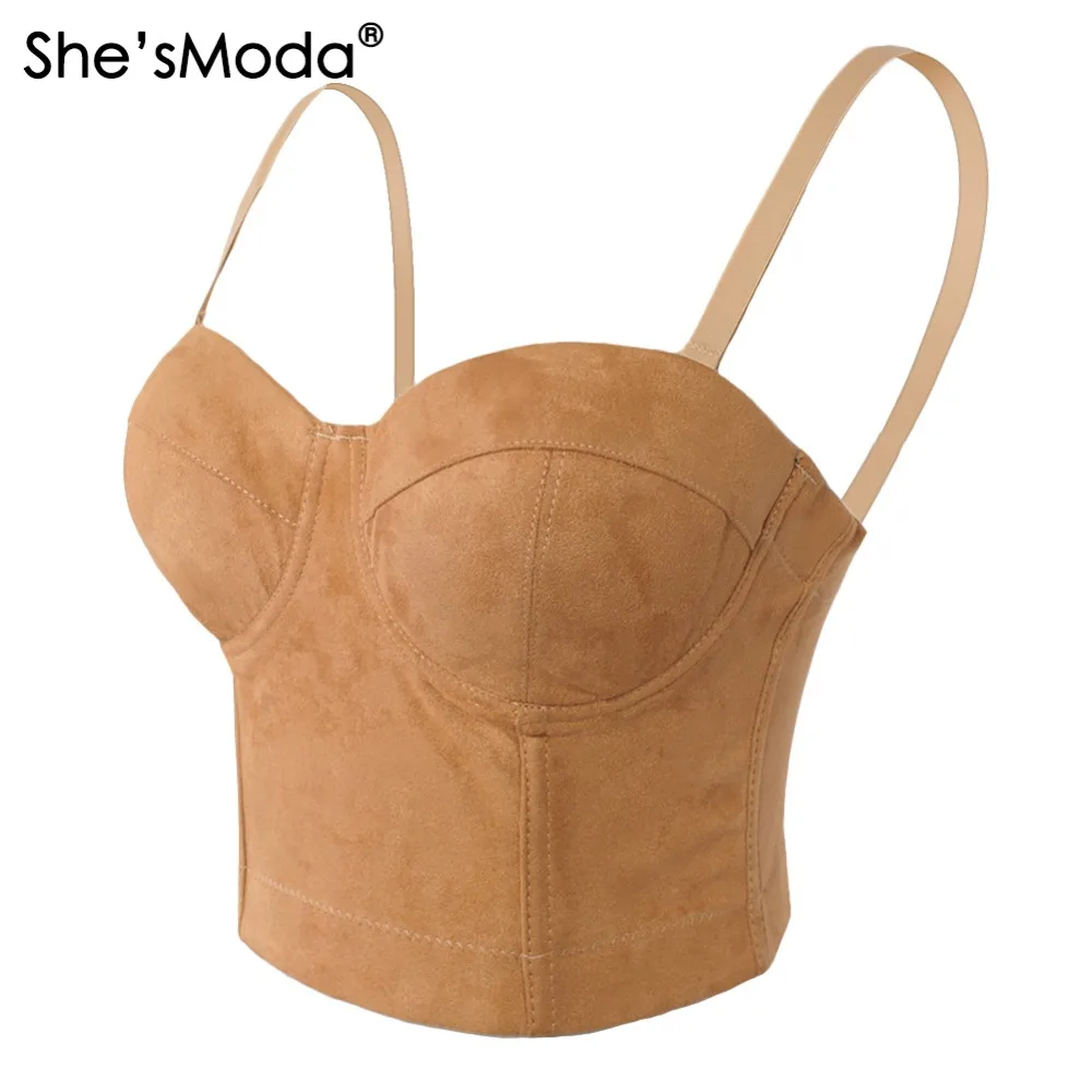 She'sModa, искусственная замша, кожа, бохо, хиппи, корсет, Bralet, Женский бюстье, бюстгальтер для ночного клуба, вечерние, обрезанный Топ, жилет размера плюс