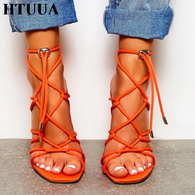 HTUUA/Новинка 2019 года летние женские босоножки с эластичным ремешком и