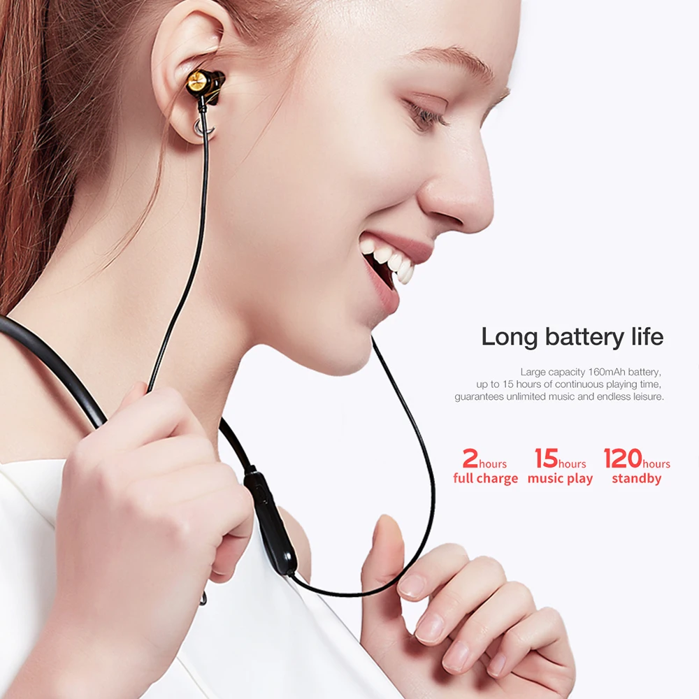 160mAh IPX4 Bluetooth V5.0 Magnetic Auto On  Off Earphone Handsfree Neckband (14)