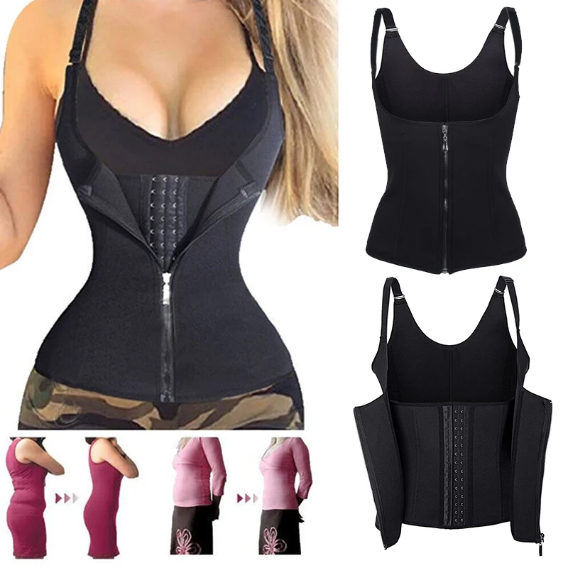 SJASTME Women Corset Waist Trainer Cincher Control Body Shaper Underbust Slimming Black Adjustable Shoulder Straps Sweat Shapers