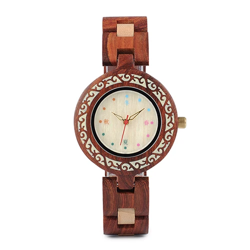 BOBO BIRD V-P15 женские часы японский стиль Уникальные кварцевые наручные часы с красным деревянным ремешком часы для женщин - Цвет: P15-2