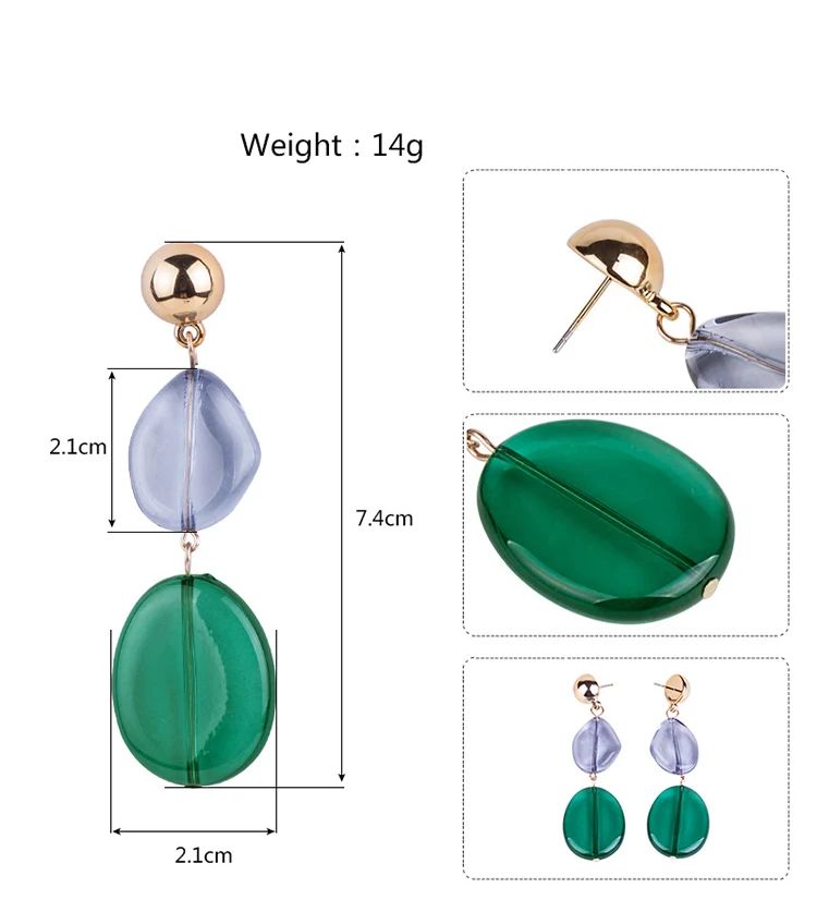 YUQINQIN Trendy Drop Earrings for Women 2018 Summer Long Red Resin Earings Fashion Elegant Acrylic  Dangling Crystal Earring (2)