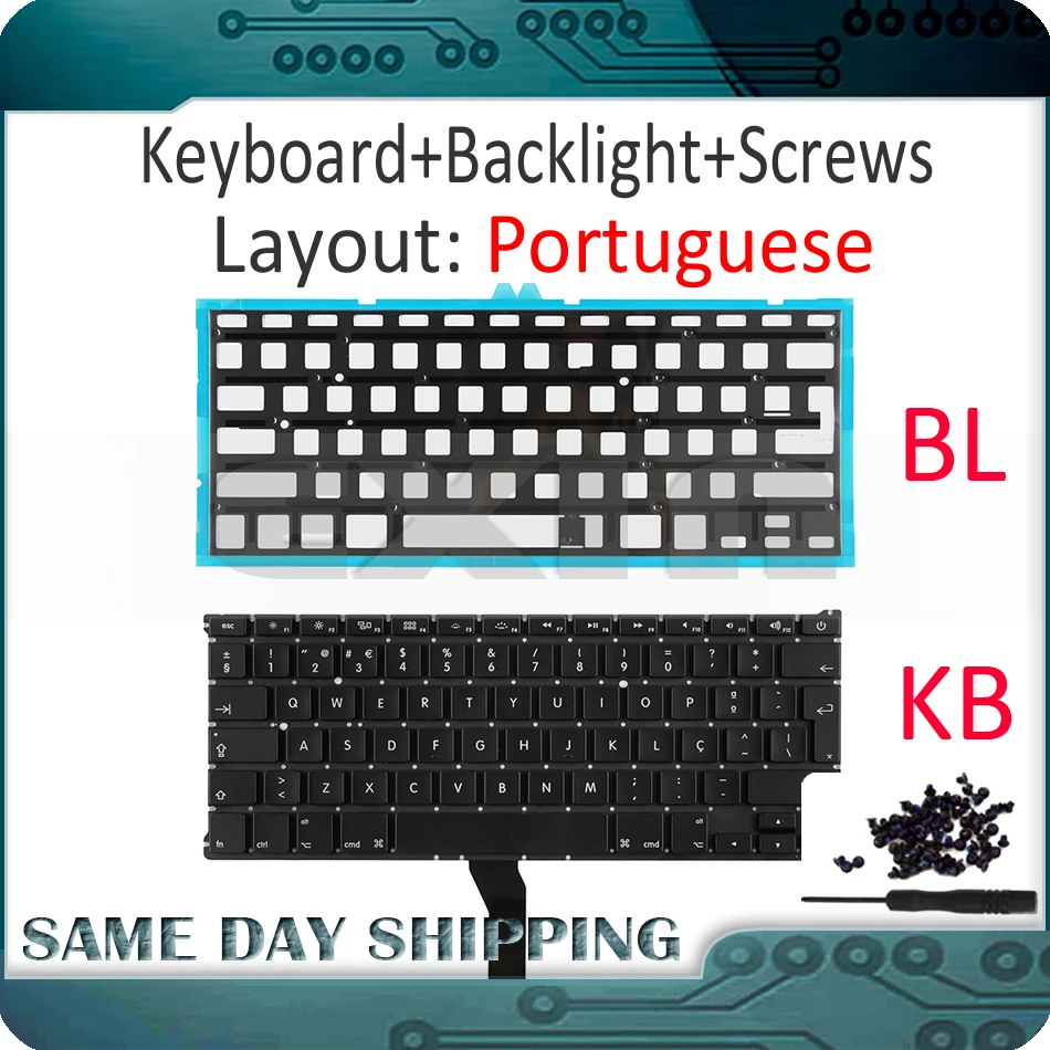 

New Laptop Keyboard for Apple Macbook Air 13" A1369 A1466 Portuguese Portugal Keyboard+Backlight Backlight 2011-2017 Year