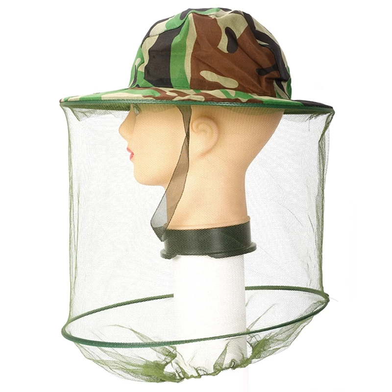 

Camouflage Men Fishing Cap Wide Brim Visor Sunshade Hunting Bee Keeping Mesh Hat Insects Mosquito Prevention Neck Head Cover
