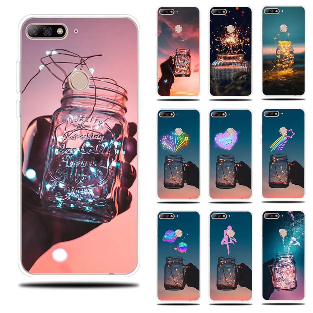Glowing Bottles Silicone Case for Huawei Y5 Y6 II Prime 2017 2018 Cover Couqe Y7 Pro Y9 2019 Phone |