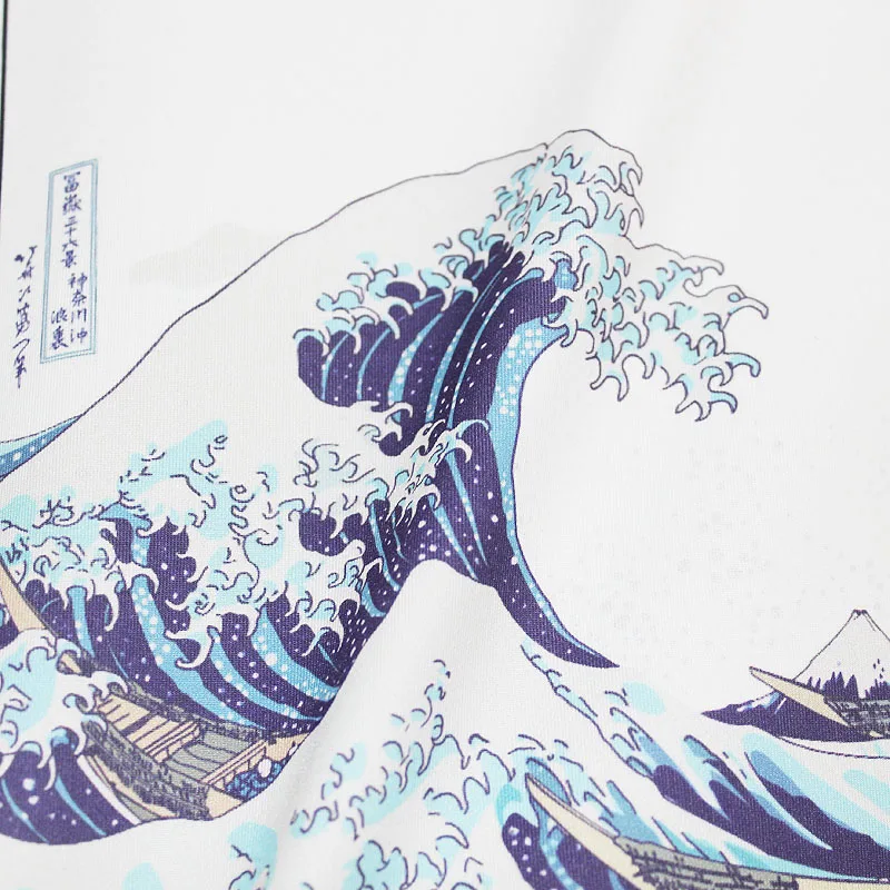 GAAJ японская футболка с волнистым принтом Женская Винтажная Футболка Ukiyo e