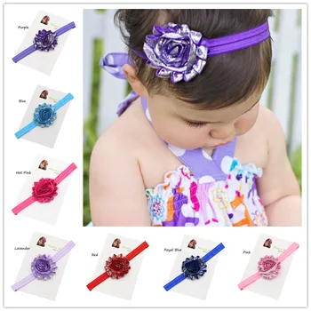 

30pcs Shabby flower headbands Newborn Hair bow headbands Little Hairbow Photo Props Baptism Gift Shiny headbands