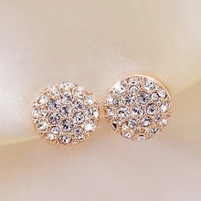 Стиль корейские элегантные великолепные блестящие стразы циркониевые круглые серьги-гвоздики E3261