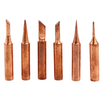 

6pcs/Set Welding Nozzle Pure Red Copper Solder Iron Tip Lead-free Solder Tip Tool Kit Diamagnetic DIY 900M-T-C 933 376 907 913