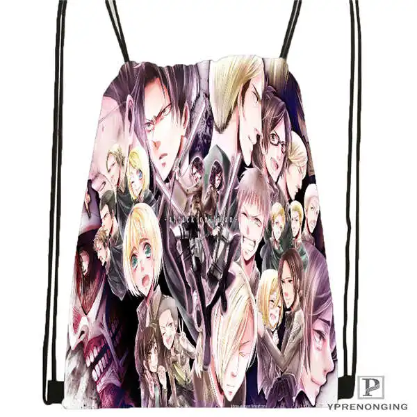 Drawstring Backpack Пользовательские Eren Jaeger Shingeki No Kyojin Аниме Drawstring сумка-рюкзак милый рюкзак детский Ранец(черный назад) 31x40 см#2018612-01-30 - Color: Drawstring Backpack