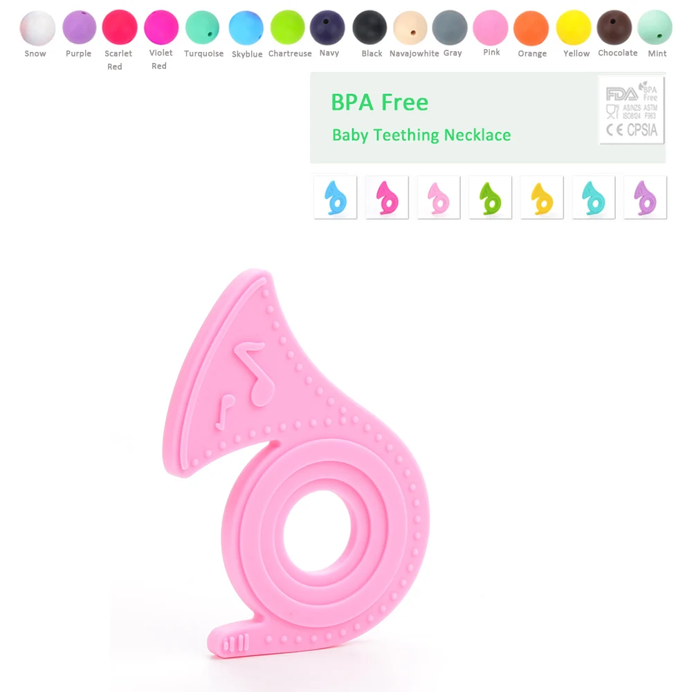 

BPA Free Baby Chewable Silicone Pendants Silicone Teether Silicone Horn Teething Toy