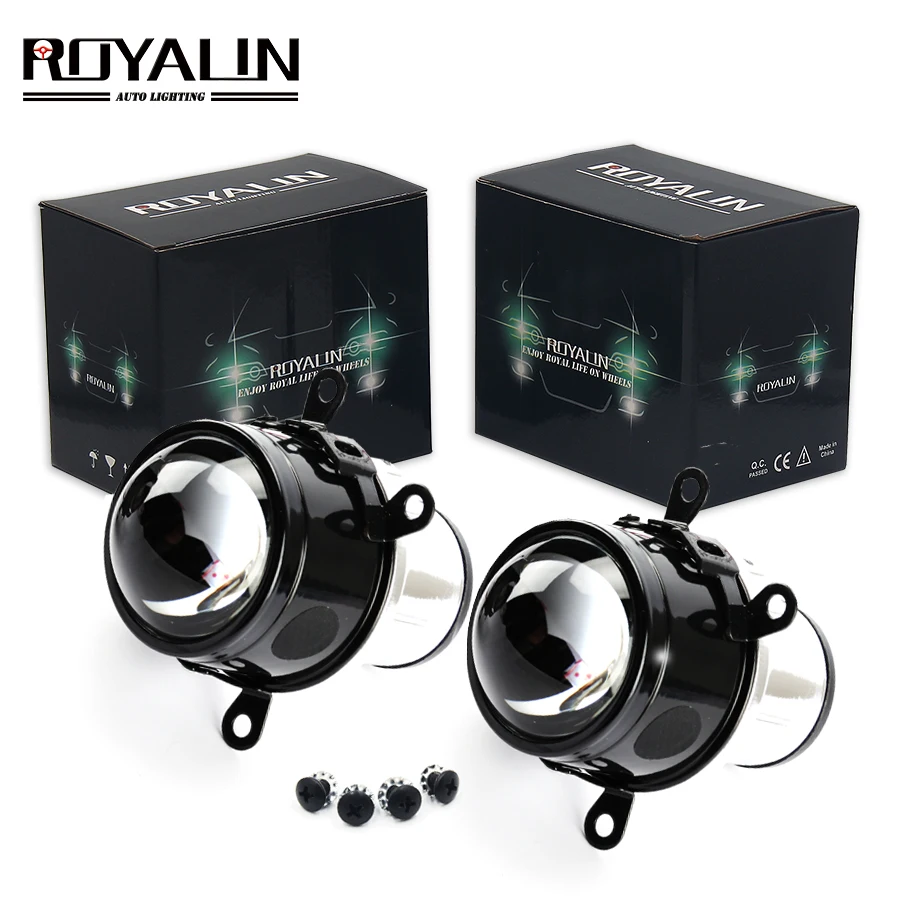 

ROYALIN 2.5 inch Fog Light Projector Lens H11 Bulbs Hi/Lo Beam Bi-Xenon HID Car-Styling Universal Retrofit Fog Lamp Waterproof