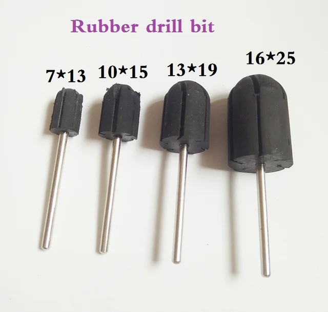 2pcs/lot 5*11 7*13 10*15 13*19 16*25 professional Rubber drill bit match Nail sanding cap