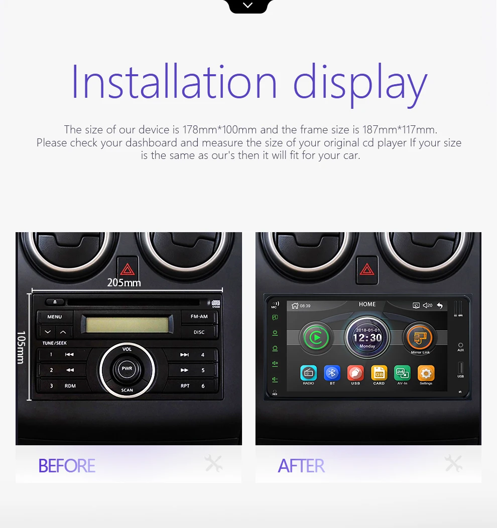 2 Din 7 Car Multimedia Player Universal Bluetooth MP5 Player for Toyota Corolla Car Media Player support mirror link Andorid 8 (9)