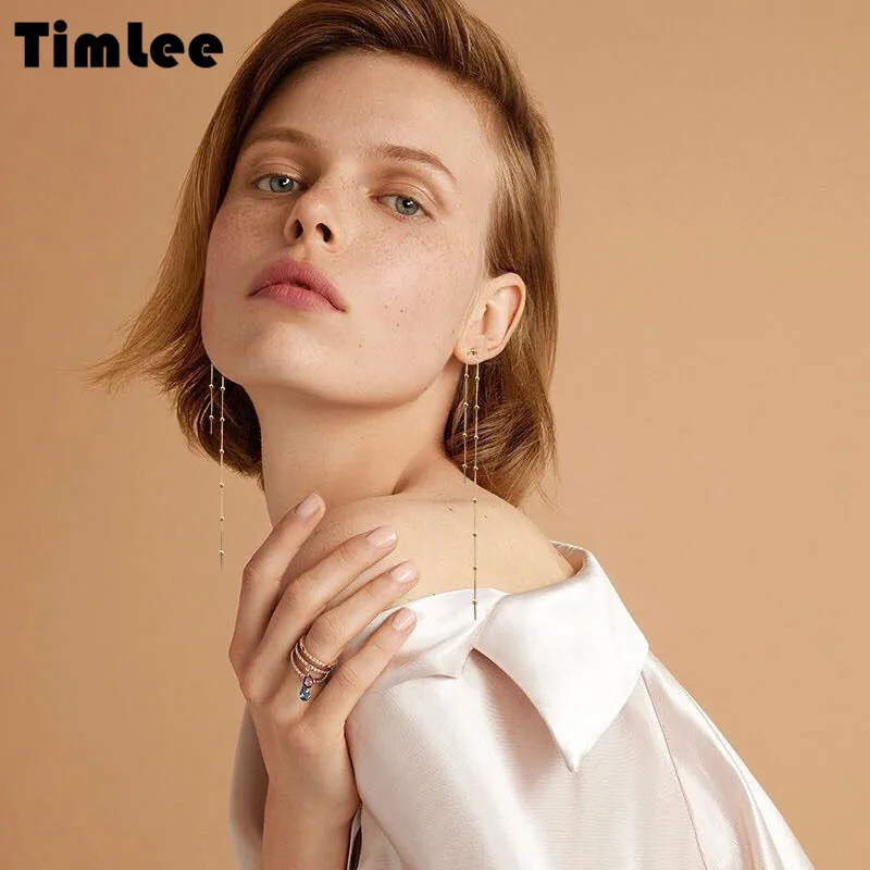 Timlee E272 новые темпераментные простые женские серьги подвески из сплава с бусинами