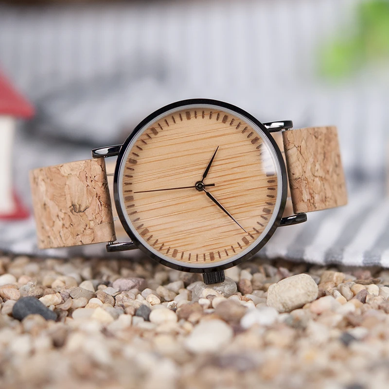 BOBO BIRD Wooden Dial Watches Cork Strap Wood Watch Timepieces for Men and Women relogio feminino C-E19 DROP SHIPPING