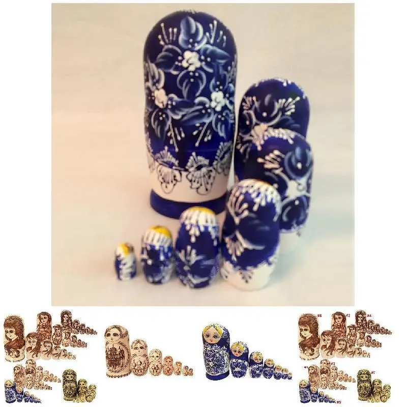 

7pcs Cute Girl Handmade Wooden Matryoshka Russian Nesting Dolls Set For Kids Toy Christmas Gift Decoration 998