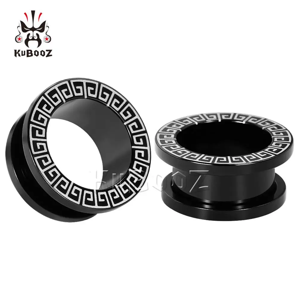 KUBOOZ 2PCS Ear Stretcher Piercing Tunnels Plugs Gauges Stainless Steel Earring Fashion Body Jewelry Gift 6mm to 25mm Women Men - Окраска металла: Style 3