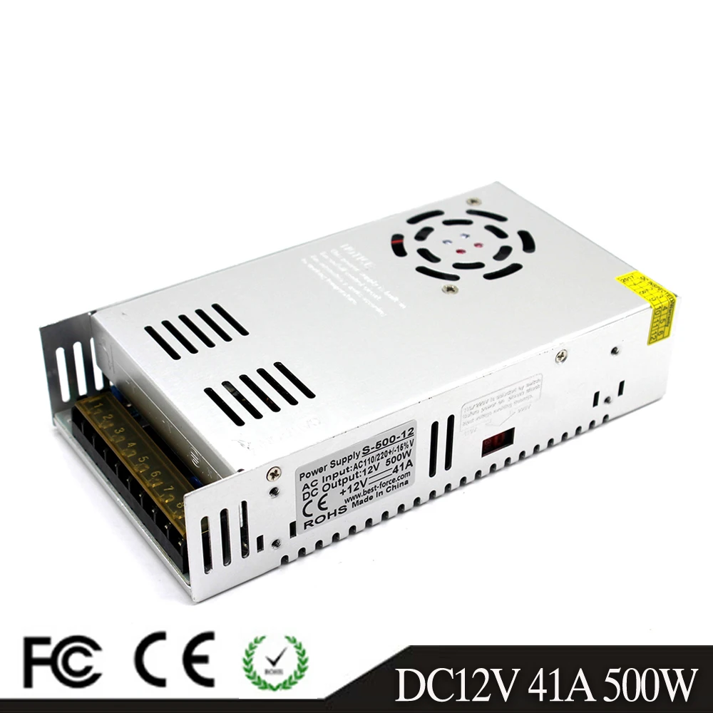 

Single Output DC12V 41A 500W Lighting Transformer AC to DC 12V Switching Power Supply Source For LED Strip Modules Light CCTV AV