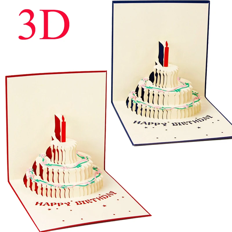 online get cheap candle party invitations aliexpress com 1pc 3D Happy Birthday font b Invitation b font Card Handcrafted Origami Cake font b Candle online get cheap candle party invitations aliexpress com,Cake Decorating Birthday Party Invitations