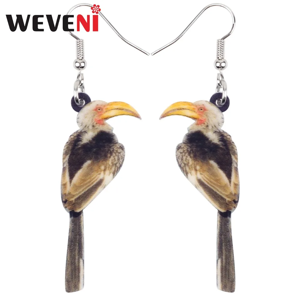 WEVENI Акриловые Модные серьги в виде птиц Hornbill новинка 2018 Висячие уникальные