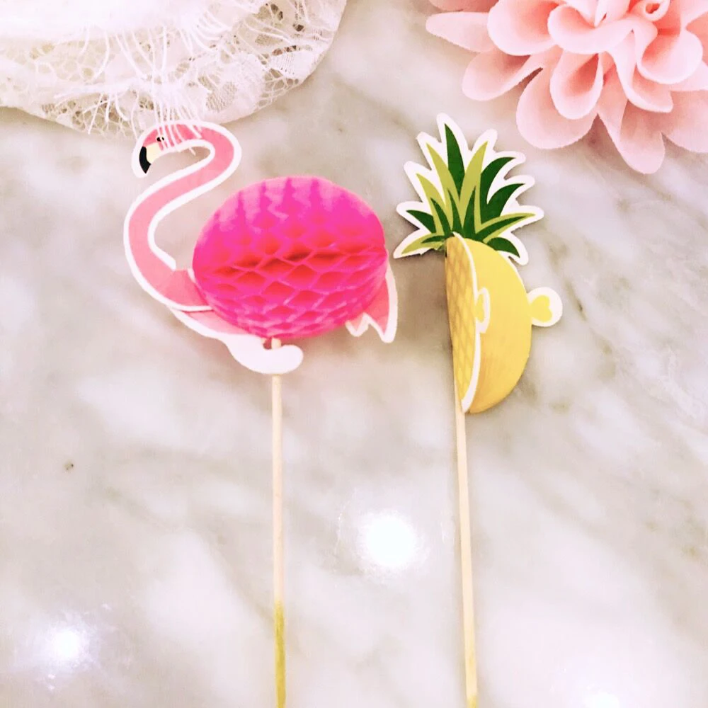 NEW 10pcs Stereo Pineapple Flamingo Fruit Toothpick Flower Sign Wedding Party Decoration Easter Home Decoration Accessories (9)