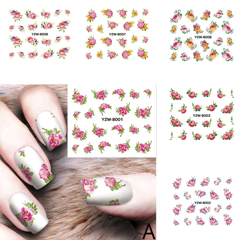 

77 beautiful 1pcs sexy flower Nail Stickers DIY blooming flower Nail Beauty Tools Women Fashion Manicure Applique pegatinas #40