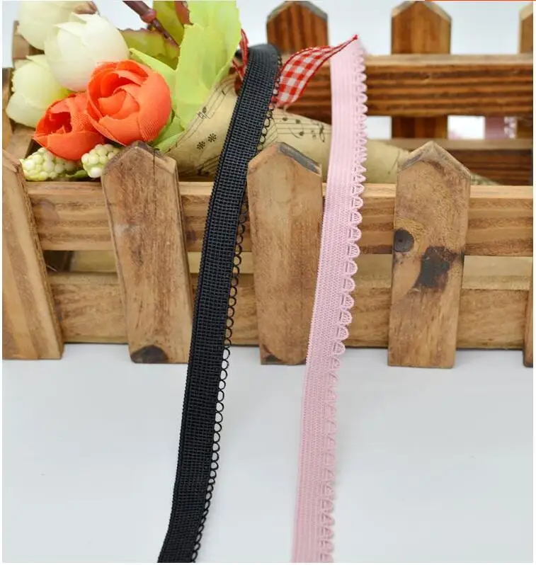 

Best Price Wholesale10 Meters Pretty Black/Pink Lace Accessories High Quality DIY Elastic Gauze Ruffle Lace Garment Stretch Lace