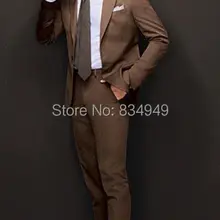 Свадебные костюмы для мужчин коричневый индивидуальный заказ, на заказ коричневый 2 кнопки тупым отворотом мужской коричневый свадебный костюм