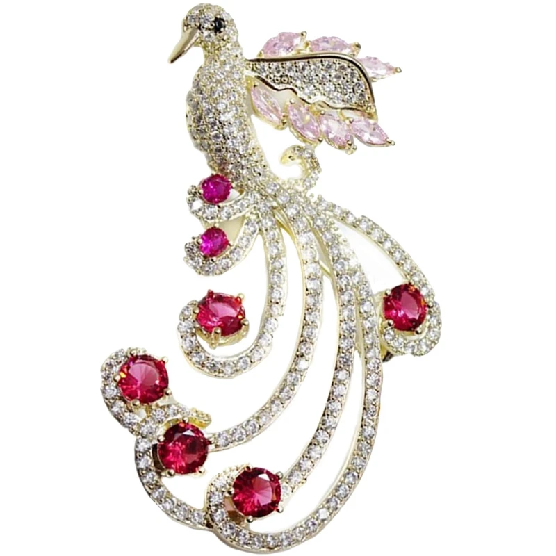 Korean Version Of The Exquisite Zircon Peacock Bird Brooch Pin High-End Personalized Animal Silk Scarf Buckle | Украшения и