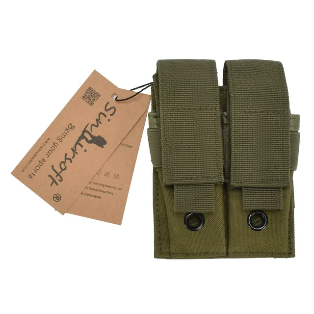 SINAIRSOFT Tactical Nylon 9mm 600D Molle Dual Double Pistol Magazine EDC Pouch Close Holster For Outdoor Hunting Combat Military OD
