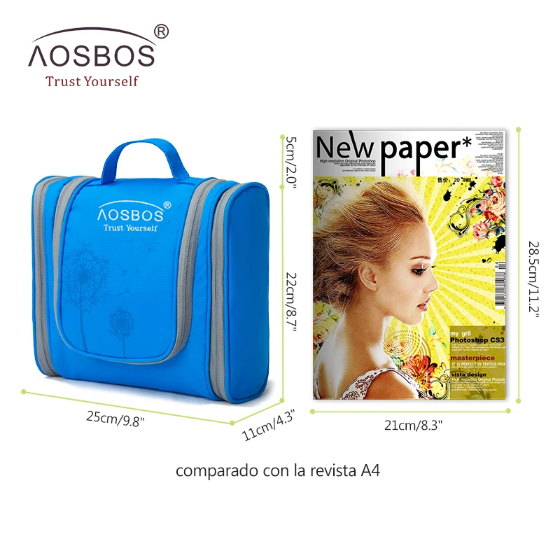 Aosbos المحمولة للماء السفر التجميل حقيبة المرأة كبيرة شنقا منظم حقيبة الماكياج الرجال النايلون أدوات الزينة أطقم تخزين أكياس Aosbos المحمولة للماء السفر التجميل حقيبة المرأة كبيرة شنقا منظم حقيبة الماكياج الرجال النايلون أدوات الزينة أطقم تخزين أكياس