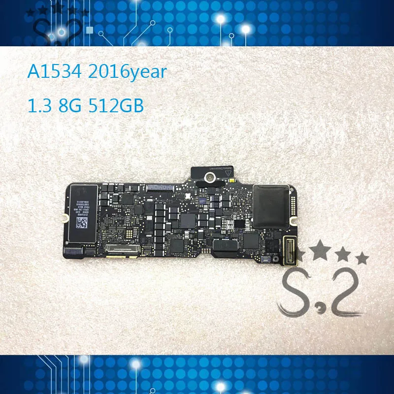 

Motherboard A1534 For Macbook 12" 1.1 GHz 8GB 256G Logic Board 2016 Year Mainboard with CPU heat vent cover