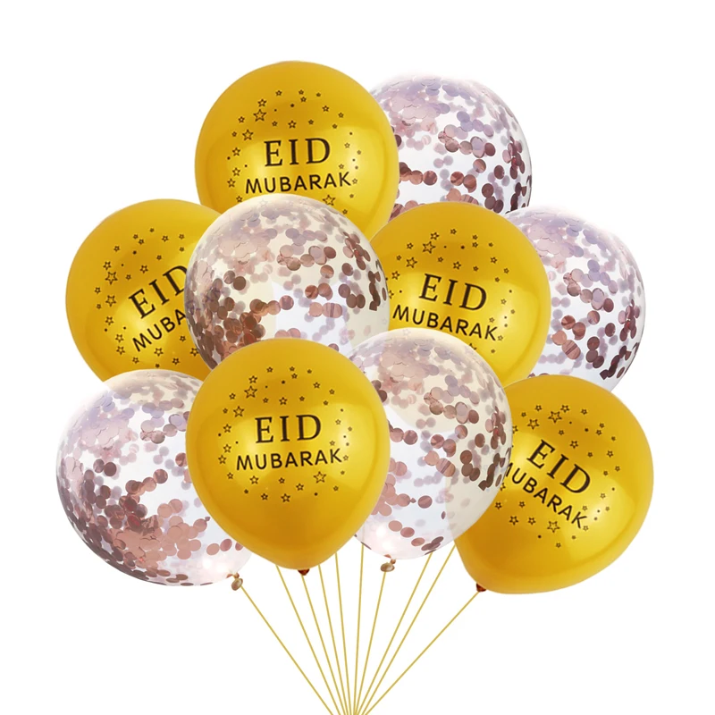 10 шт. цвета: золотистый, серебристый воздушные шары eid mubarak Исламской Год Вечерние поставки воздушный шар "Конфетти" Рамадан мусульманские праздничные украшения