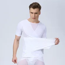 Men’s short-sleeved thin girly abdomen corset vest shaping clothes tight underwear slimming waist fat burning body shapers 042