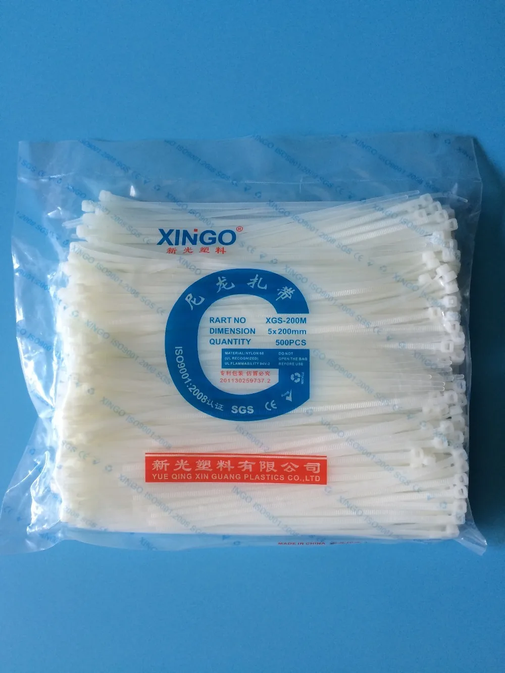 

500Pcs/lot 5*200mm high quality Width 4.8mm Black white color Self-locking Plastic Nylon Cable Ties Wire Zip Tie lock tie