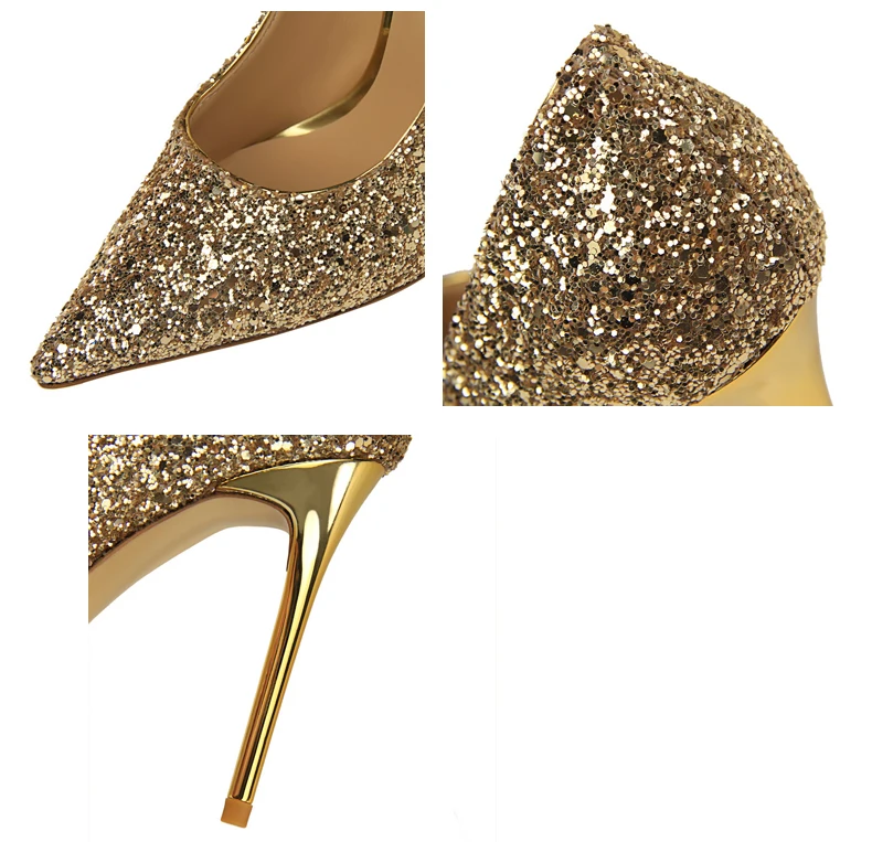 Women's Pumps Womens High Heel Shoes' Party Thin Heels Women High Heel Shoes In Glitter 2018 Hot Women Pumps Shoes Big Size 8 (13)