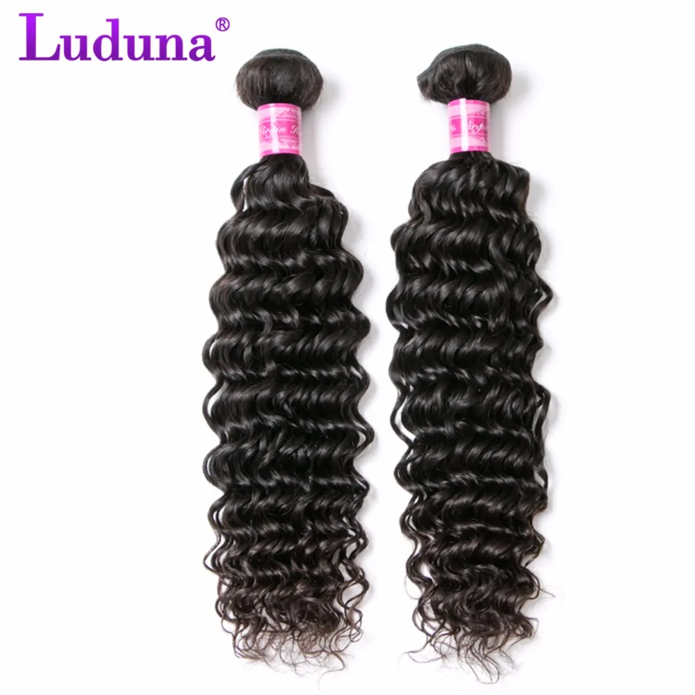 Luduna Deep Wave Brazilian font b Hair b font Weave Bundles 1Pcs Non remy font b