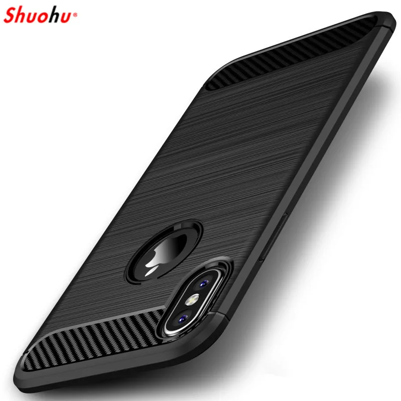 

Shuohu Carbon Fiber Phone Cases for Iphone 7 6 6S 8 Plus Case Luxury Silicone Shockproof for Iphone X 5 5S SE Case Slim Cover