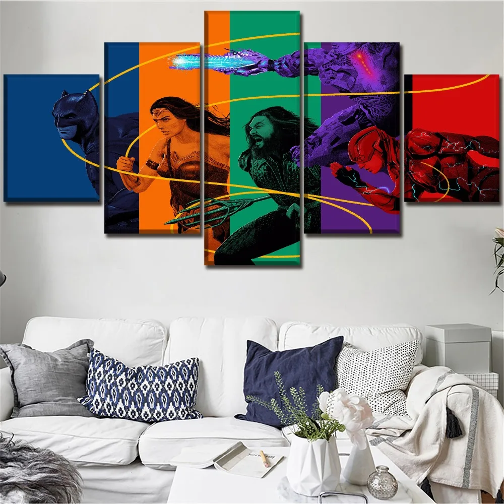 

5 Pieces Justice League And Batman And Wonder Woman Movie Poster Wall Art Home Decorative Living Room Or Bedroom Modern Artwork