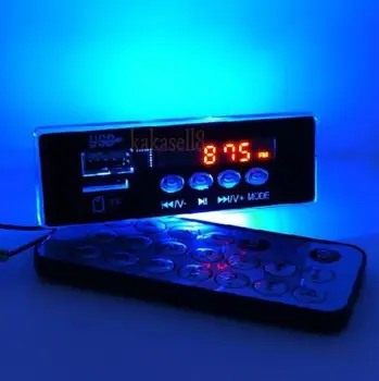 

5V 12V MP3 audio decoder board Digital Blue LED FM radio remote control For car