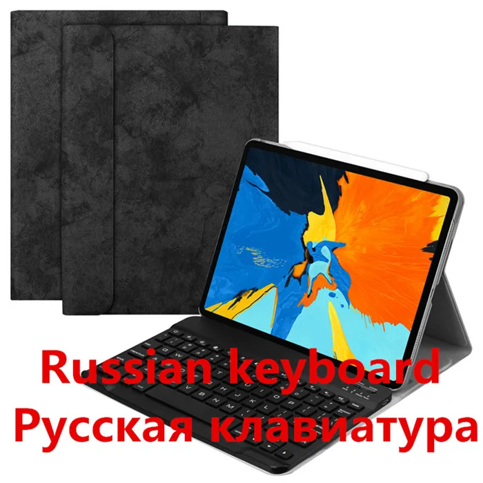 Для нового iPad Pro 11 Чехол W Беспроводная Bluetooth клавиатура умный кожаный защитный чехол для iPad Pro 11 дюймов планшет клавиатура - Цвет: 1101-black-ru