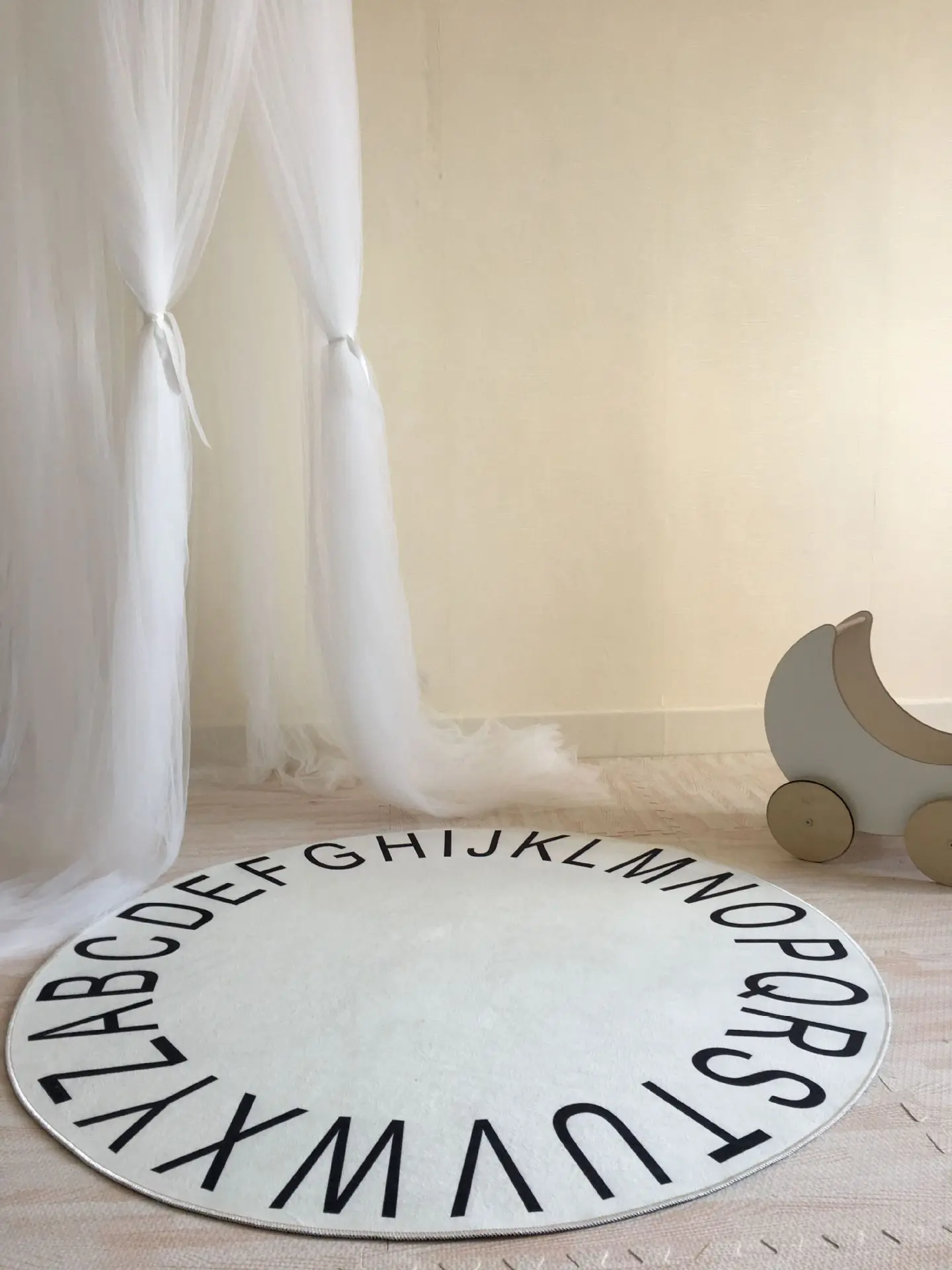 

cotton White Round ABC RUG Mat 26 English Word letter Mat Carpet children Photography backdrop room decoration for tent paly