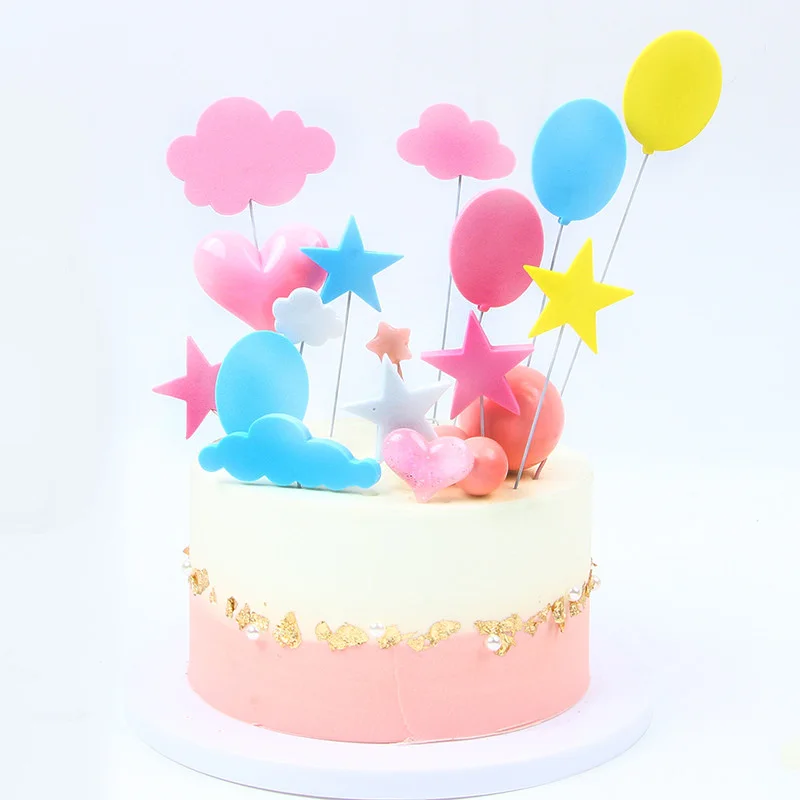 

6/7/8Pcs EVA Birthday Cake Topper Cloud Moon Stars for Cake Decoration Party Cupcake Party Decoracion Topper Favor Cake Balloons